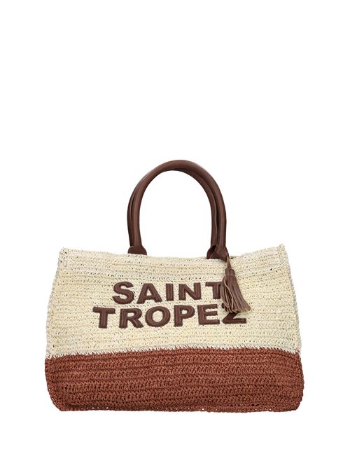 Borsa Saint Tropez in rafia e pelle DE SIENA | 3003AOFF WHITE-MARRONE